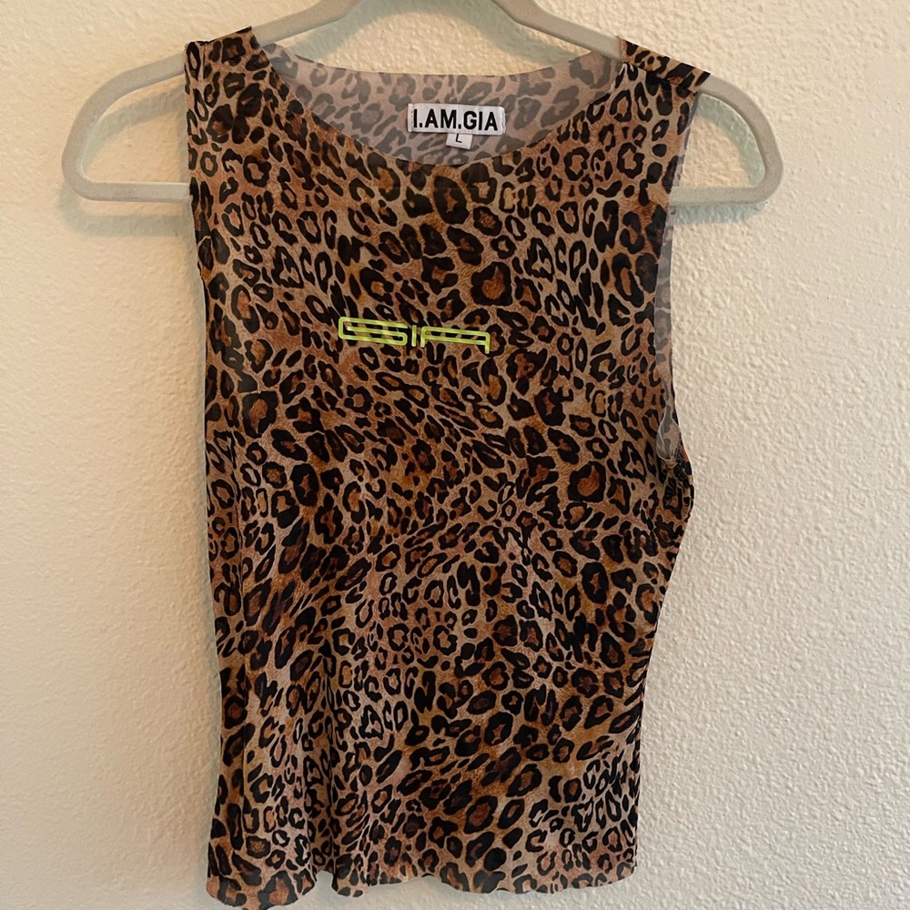 I.AM.GIA Leopard Print Tank Top with Neon Accents